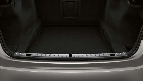 BMW 7 Series Sedan stainless steel loading sill BMW 7 Series Sedan: close-up of stainless steel loading sill in open trunk