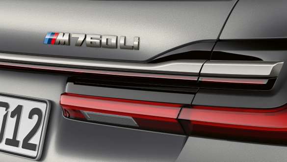 BMW 7 Series Sedan M760Li badge BMW 7 Series Sedan: close-up of M760Li badge on the rear