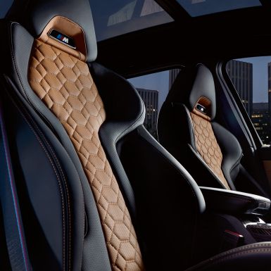 BMW X3 M, M Sport seats. BMW X3 M, interior, M Sport seats in ‘Merino’ leather with Alcantara.