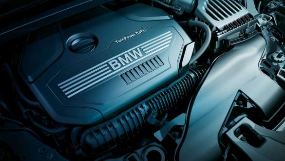 BMW TwinPower Turbo 4-cylinder petrol engine. BMW X1, close-up of the BMW TwinPower Turbo 4-cylinder petrol engine.