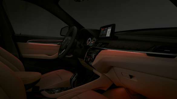 BMW X1, lights package. BMW X1, interior with lights package activated