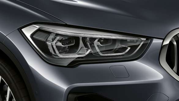 BMW X1, adaptive LED headlights. BMW X1, close-up of the adaptive LED headlights.