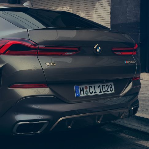 M sport exhaust system of the BMW X6. Close-up of the M sport exhaust system of the BMW X6.