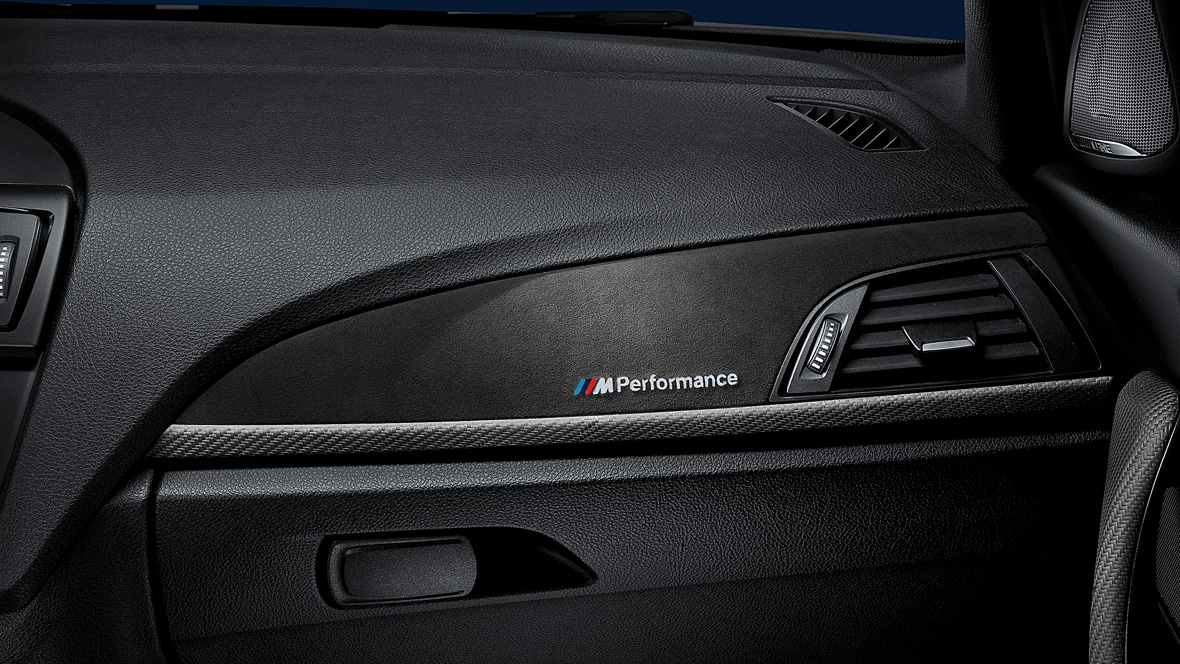 M Performance carbon interior trim finishers with Alcantara