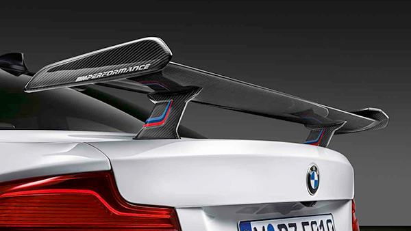 M Performance carbon rear spoiler with aerodynamic cut out coloured