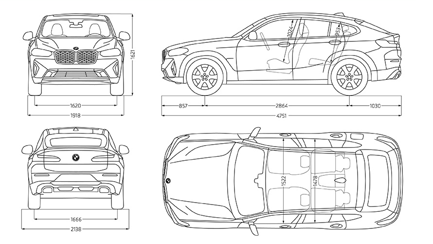 The New BMW X4 Black Shadow Edition G02 technical data sketch The New BMW X4 Black Shadow Edition G02 technical data sketch