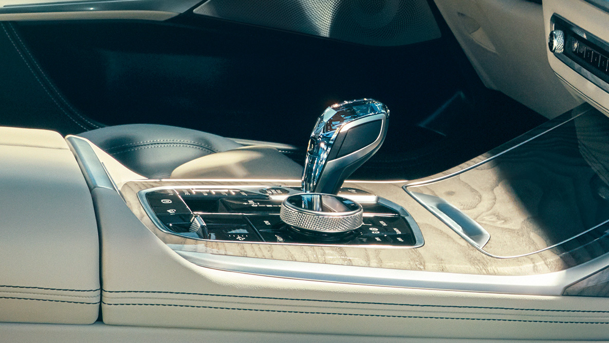 CraftedClarity Glass Application Glass applications: side view of the center console