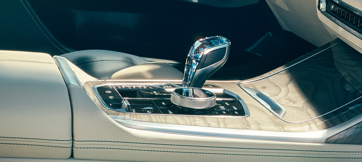 CraftedClarity Glass Application Glass applications: side view of the center console