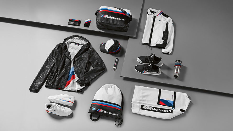 BMW Shop. The picture shows the products from the BMW M Motorsport Collection.