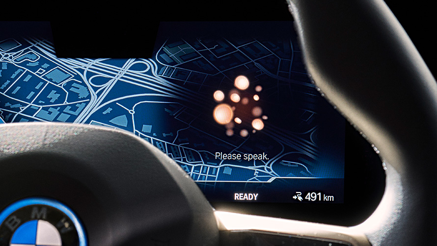 Information Display Screen OS8 speech dialog with light spheres BMW Software Update