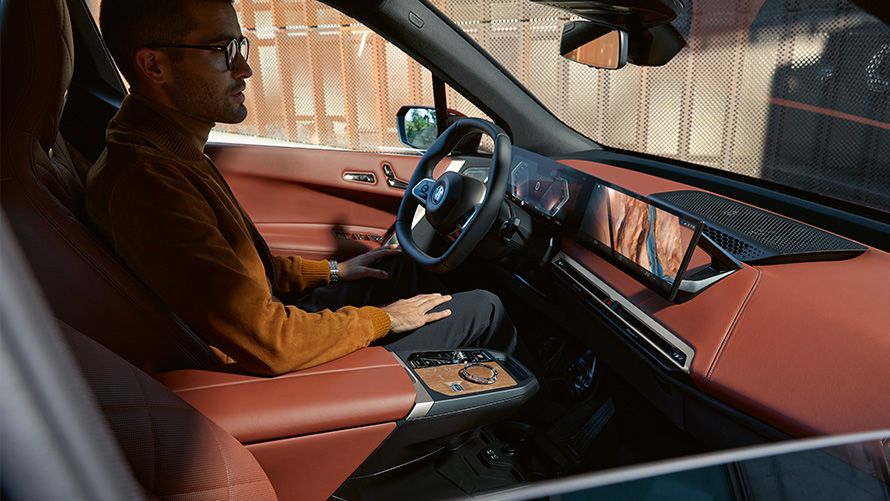 Man in the vehicle looking at the Central Information Display