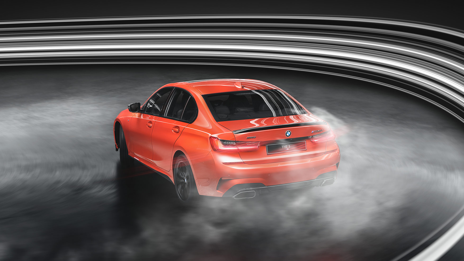 Side view BMW M340i xDrive Sedan BMW M340i xDrive Sedan G20 Sapphire Black metallic side view while driving