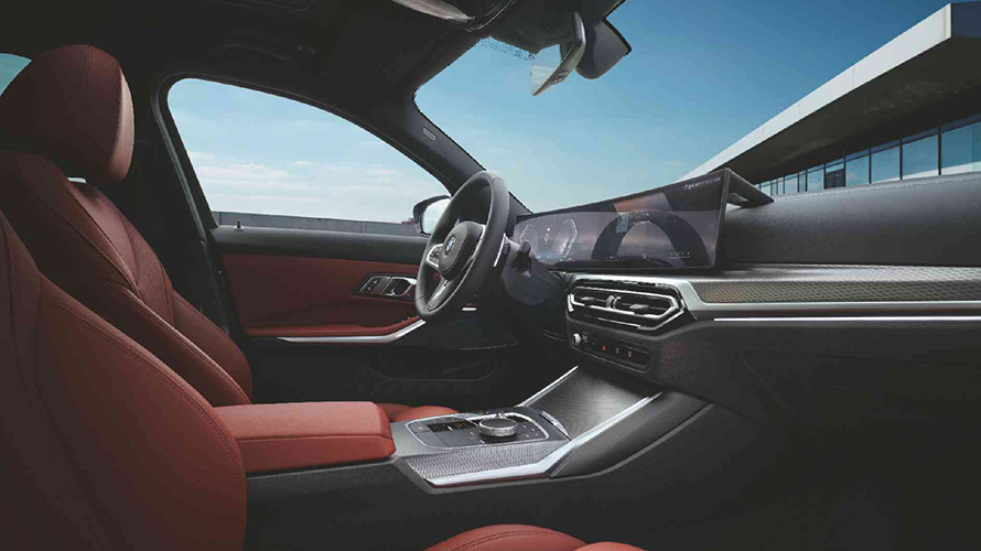 The new BMW 3 Series Gran Limousine G28 2022 interior front seats The new BMW 3 Series Gran Limousine G28 2022 interior front seats in leather 'Vernasca' Cognac
