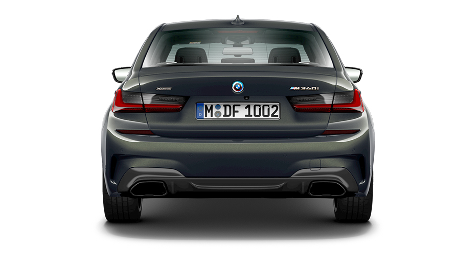 Rear view BMW M340i xDrive 50 Jahre M edition Rear view BMW M340i xDrive 50 Jahre M edition